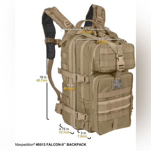 New Maxpedition Falcon-Il Backpack w/ Reservoir Hang-Tab - Black 0513B - Picture 5 of 14